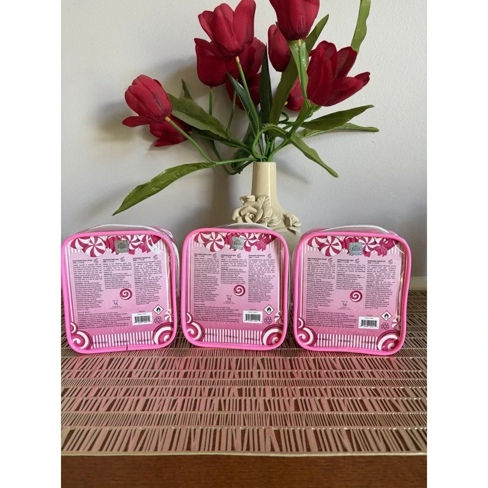 (Lot 3) Pink Candy 3 Pc Gift Set Shower Gel Body Lotion Body Mist Pink Zip Pouch